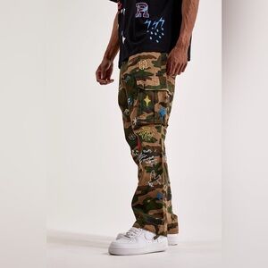 First Row Men’s Camo Multi Cargo loose fit Camo Pants | Brand New. 30x30